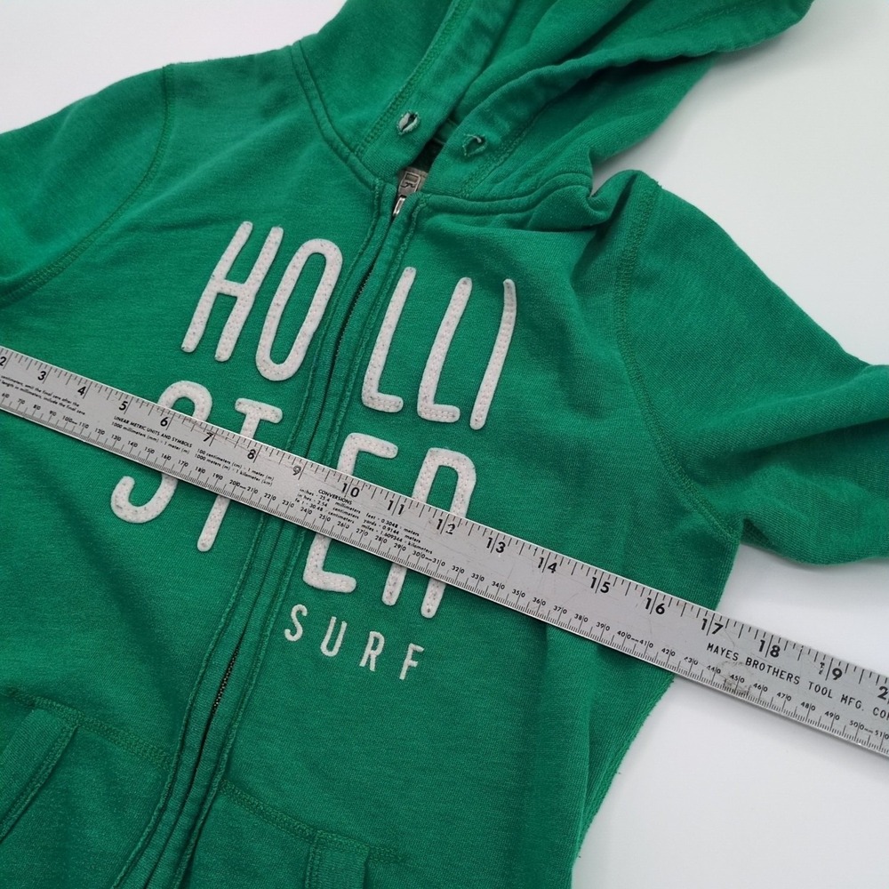 Vintage Y2K Hollister Surf Full‎ Zip Hoodie Green Spellout Embroidery Womens S - Picture 5 of 8